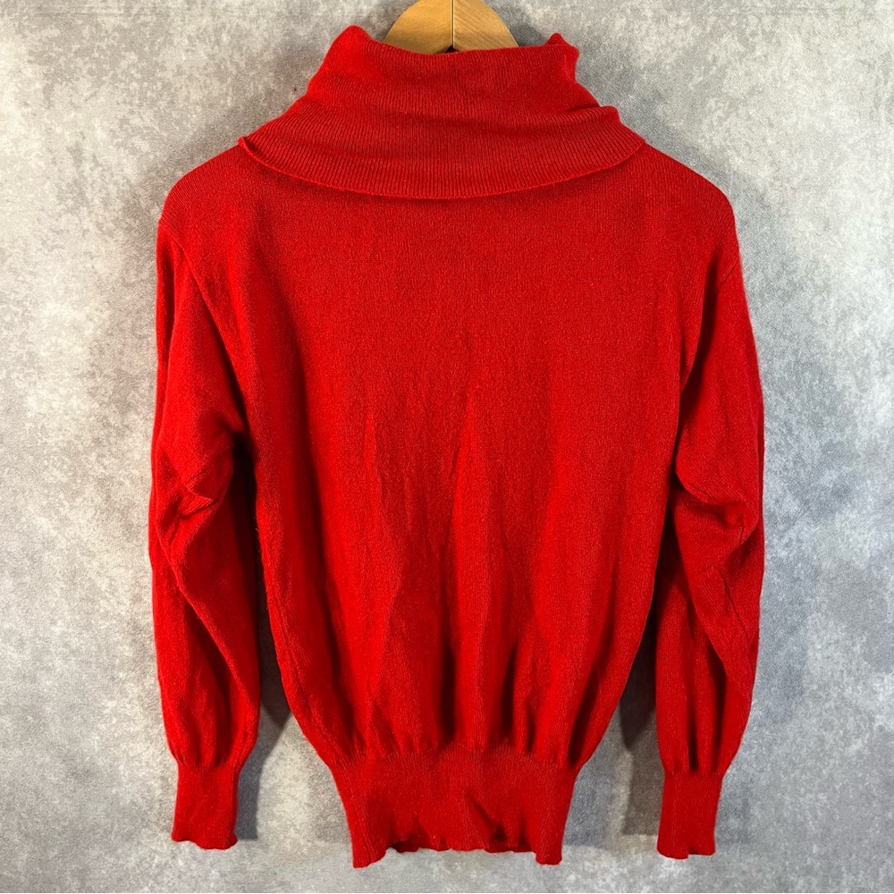 Vintage Robinsons Cashmere Sweater Womens Small Red Roll Neck Collar *See Desc*